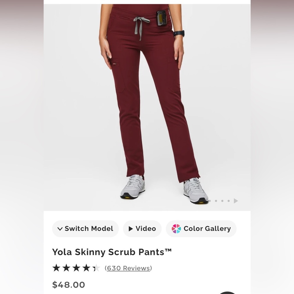 Figs Women's Maroon Skinny Scrubs